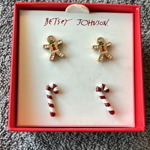 Two pairs Betsey Johnson Christmas Studs